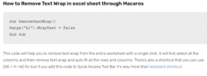 Excel Macro to text to wrap