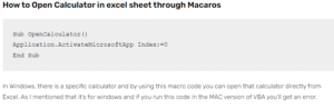 Excel macro code to open Calculator