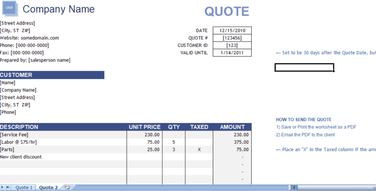 Price Quotation Format (Excel) - Create Professional Quotation