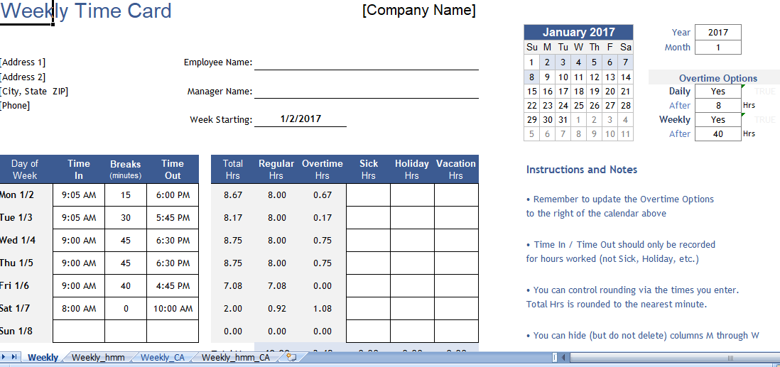 How To Make A Time Card Calculator In Excel - Printable Online