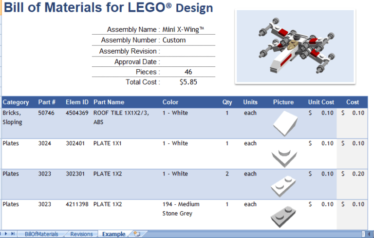 Download Sample Bill of Materials Format in Excel For Free