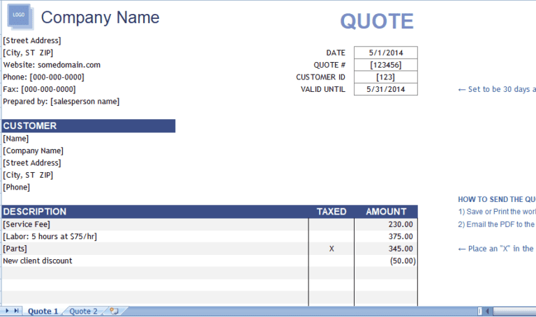 Free Request for Quote Template in Excel - Download Now