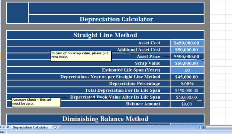 Depreciation Calculator Template Excel For Free 9493