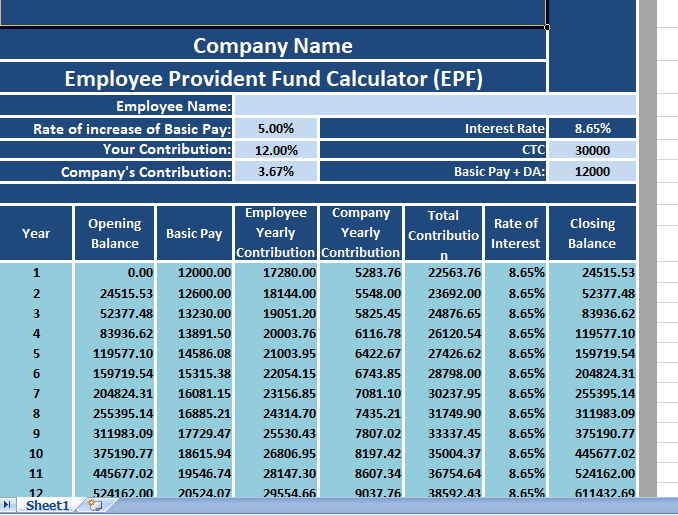 Employee-Provident-Fund-Calculator