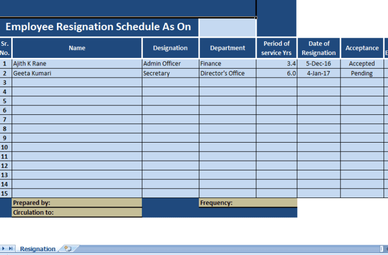 Employee Termination Letter excel template for free