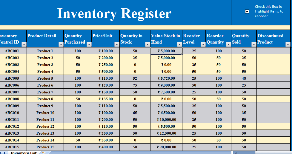 Stock Inventory Management Excel Template Free