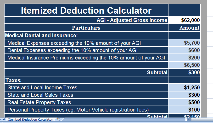 Itemized-Deduction-Calculator