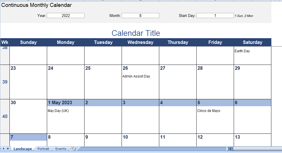monthly-calendar- with-holidays