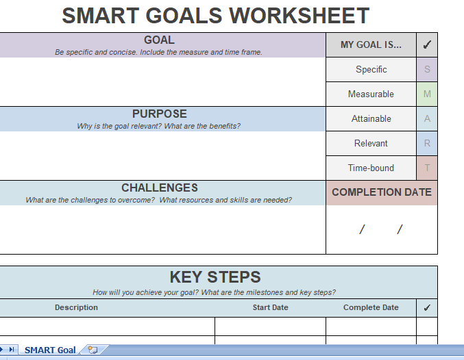 Smart Goals Excel Template