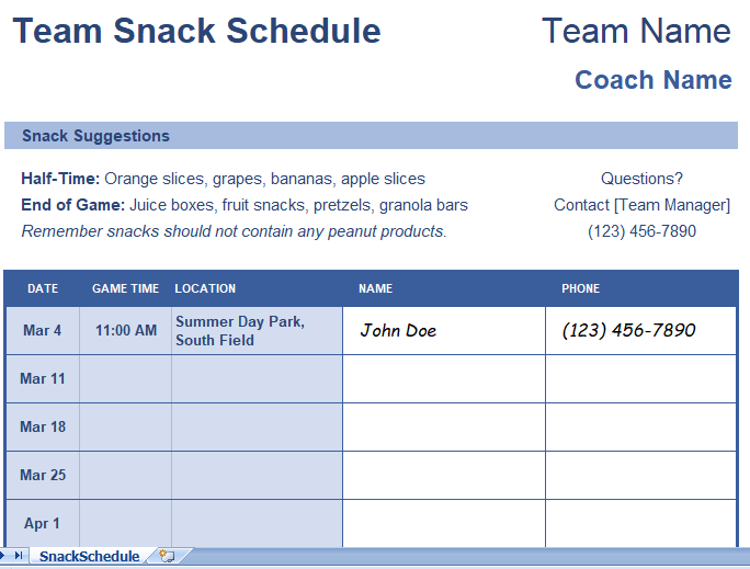 snack-schedule-team