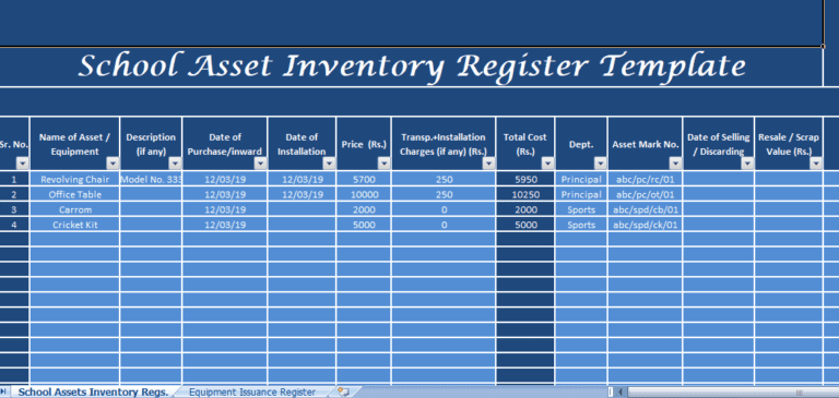 School-Assets-Inventory-and-Issuance-Register - Excel templates