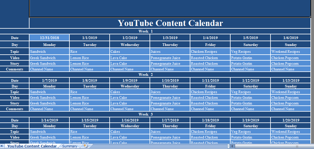 Youtube-Content-Calendar-Excel-Template