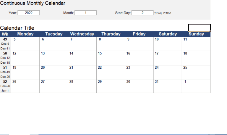 continuous-monthly-calendar-excel-templates