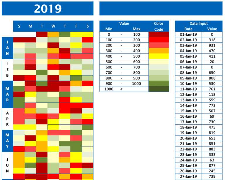 Calendar Chart excel template for free