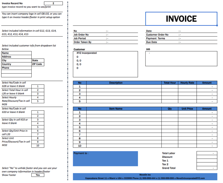 Invoice Creator Excel templates