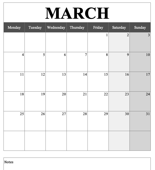 Portrait-Calendar-March