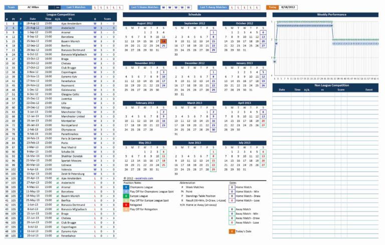 Soccer League Creator excel template for free