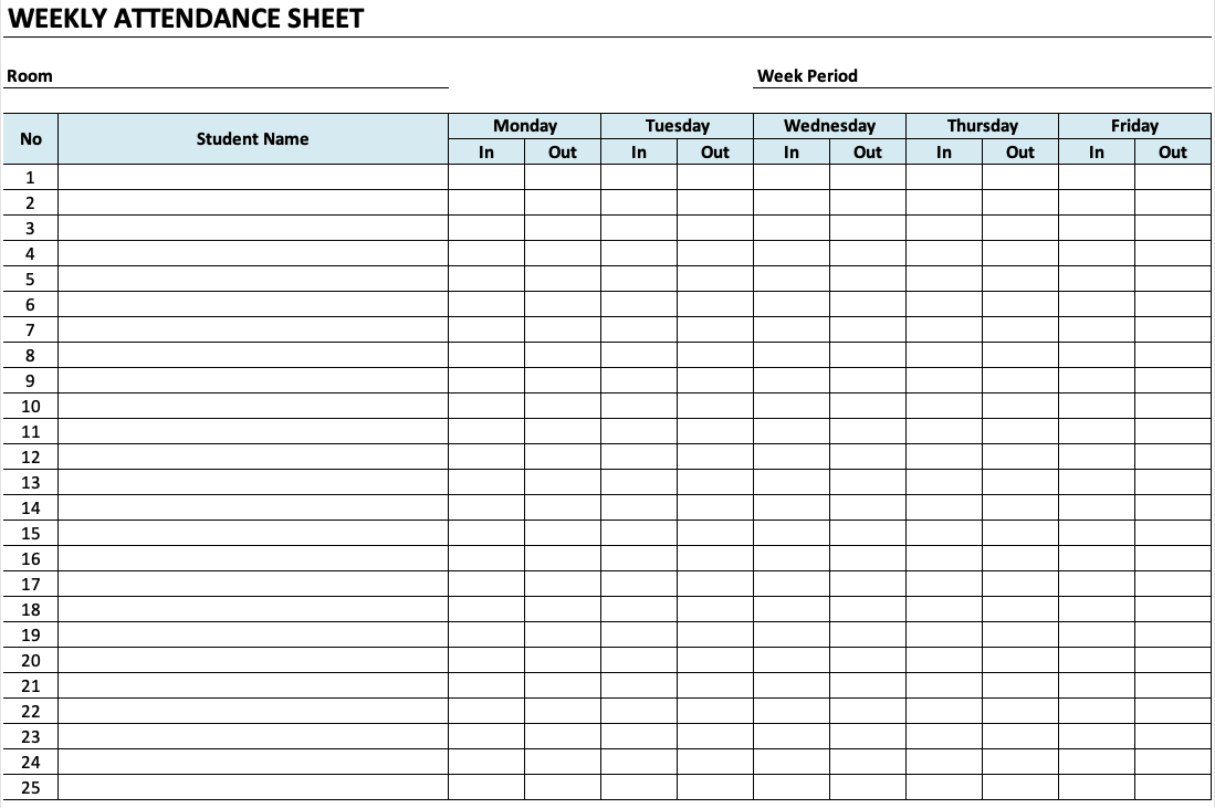 Daycare Attendance Sheet Excel Template For Free