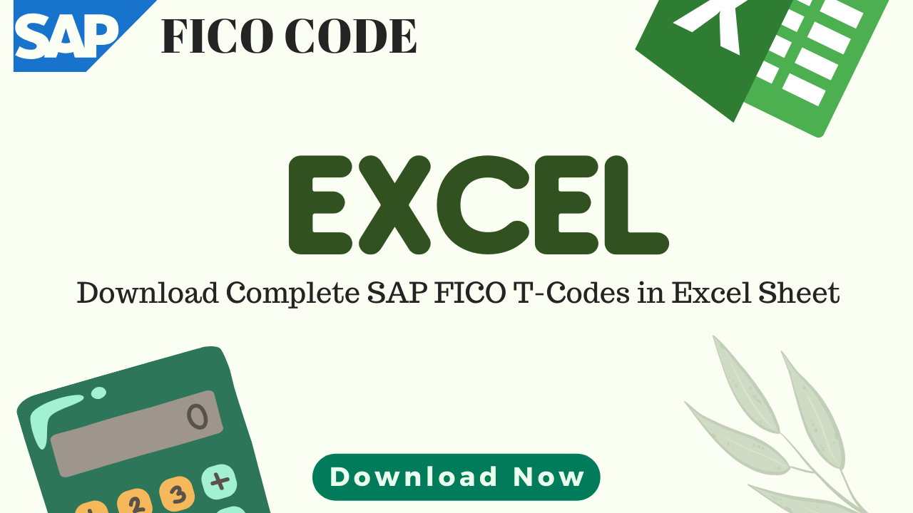 SAP TCODE For FI module in excel sheet