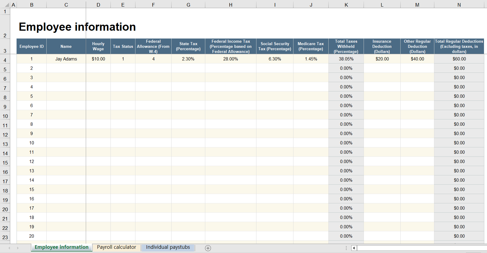 Download Payroll Calculator Excel Sheet