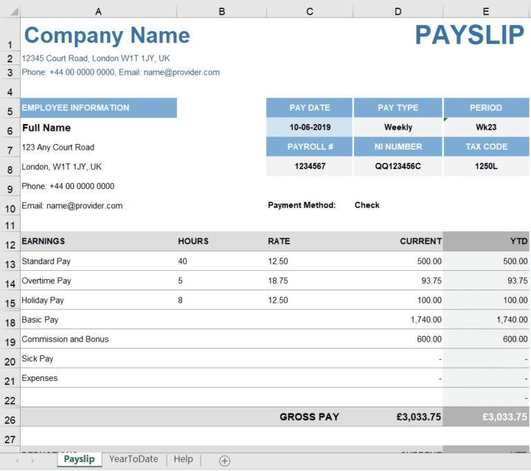 Download salary slip format in excel Sheet Free Excel Templates