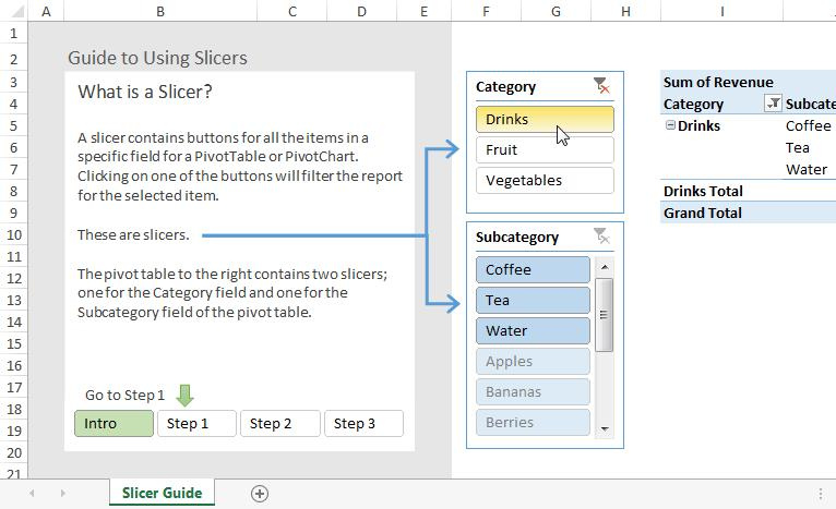 How to use Excel Slicer