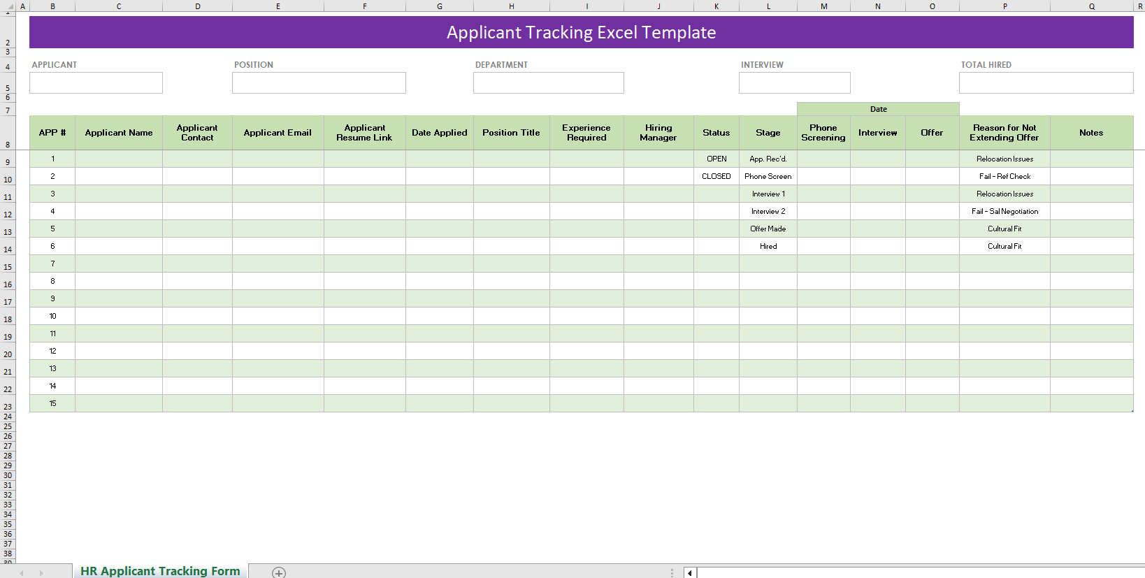 Download Free Applicant Tracking System Excel Template